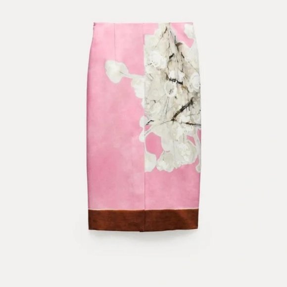 ZARA ZW COLLECTION LINEN BLEND PENCIL SKIRT - Picture 5 of 6
